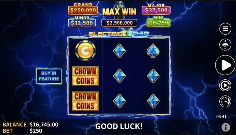 Electric Chip – menu Buy Feature z opcjami 75x i 200x stawki